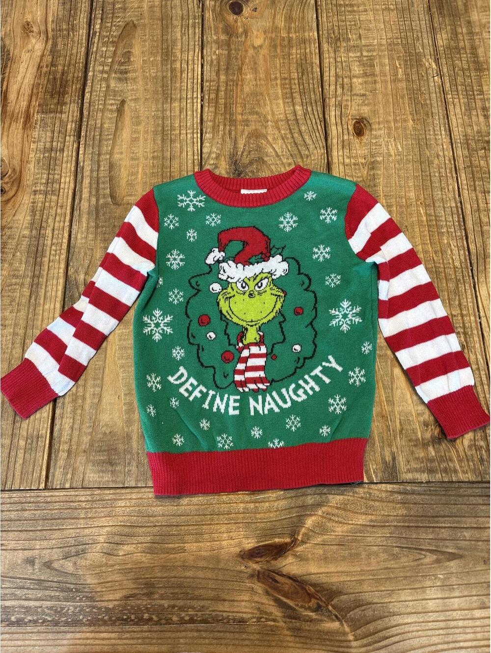 The Grinch Stole Define Naughty Green and Red Christmas Sweater 3T Boys Girls